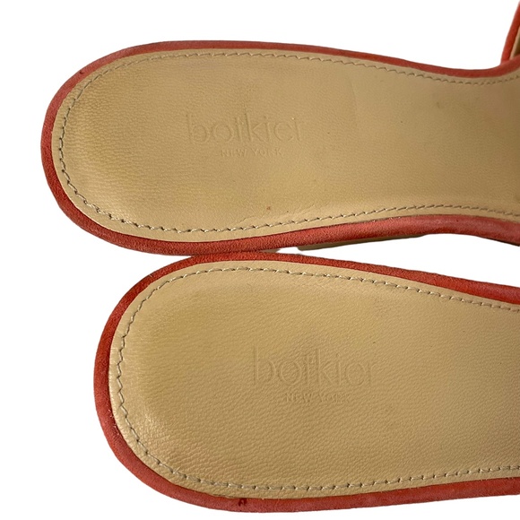 Botkier Carlie Mules 7 Coral Orange pink Suede Wooden Heel Slip-on Boho - Picture 8 of 10